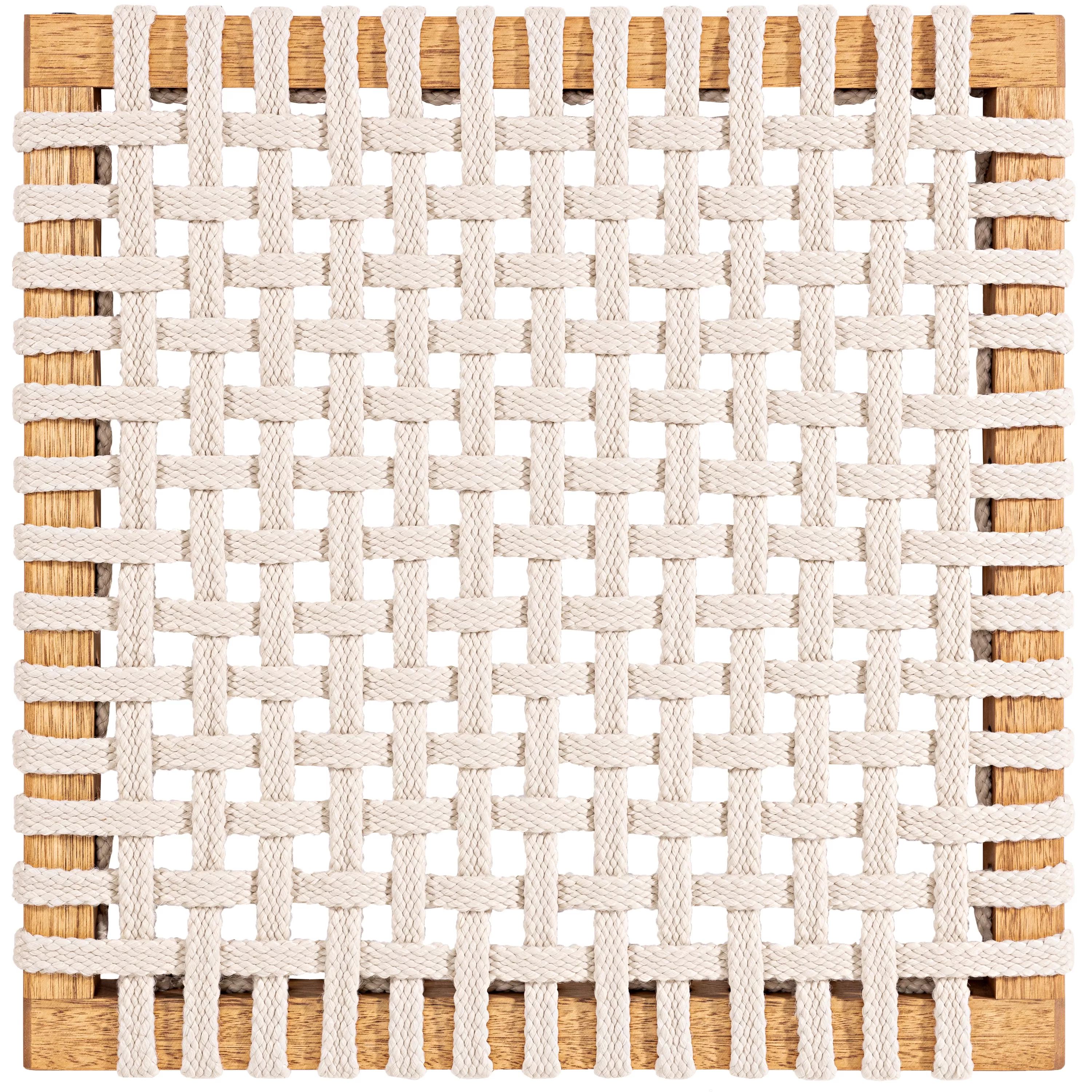 Sofá em Madeira 2 Lugares Corda Areia e Cores | Linha Traço - Alt. 0,83 cm X Larg. 1,19 cm X Prof. 0,72 cm - Espaço Casa e Jardim