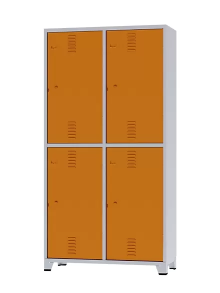 GRP-04 INS Chapa 22 - Roupeiro de aço Insalubre 4 portas | Divisão Vertical