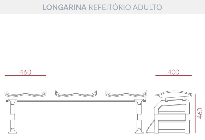 Longarina Refeitório Escolar Adulto