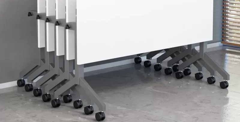 Mesa Escritório e Reunião Rebatível | Larg. 1400 x Prof. 600 x Alt. 750 - Tampo 25mm *com rodízios