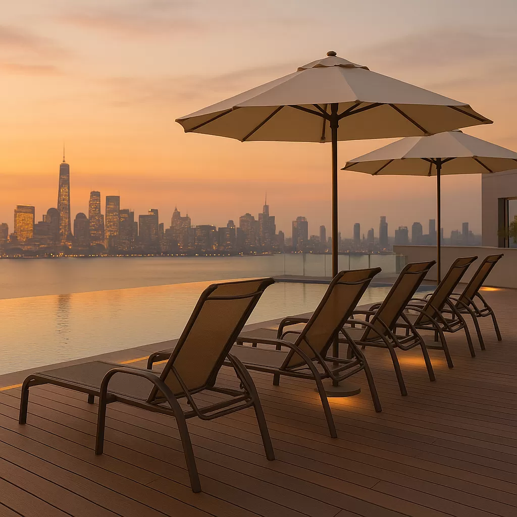 Espreguiçadeira para Piscina Summer - Alumínio Marrom, Tela Sling Marrom | Empilhável