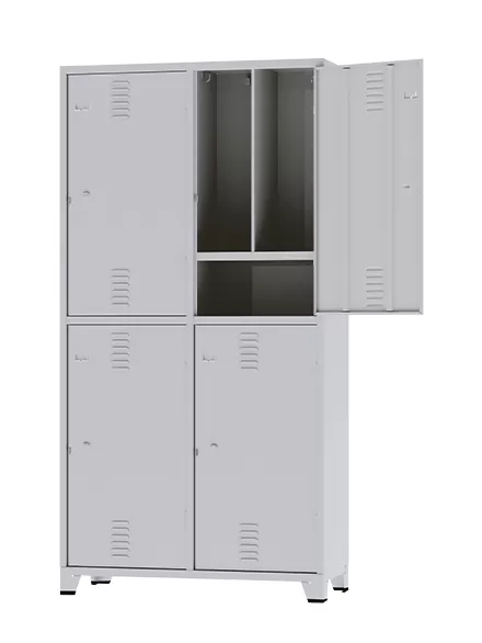 GRP-04 INS Chapa 26 - Roupeiro de aço Insalubre 4 portas | Divisão Vertical