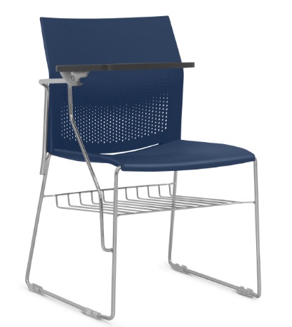 Cadeira Connect Universitária - Prancheta Escamoteável - Estrutura Cromada I Suporte para Livros