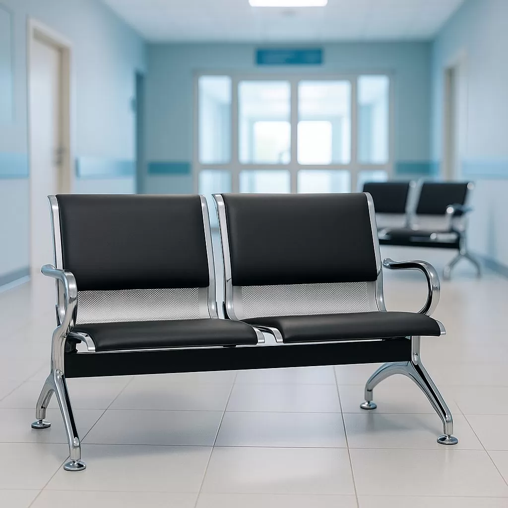 Cadeira Longarina Aeroporto Charm 2 Lugares - Metálica Cromada | Estofada