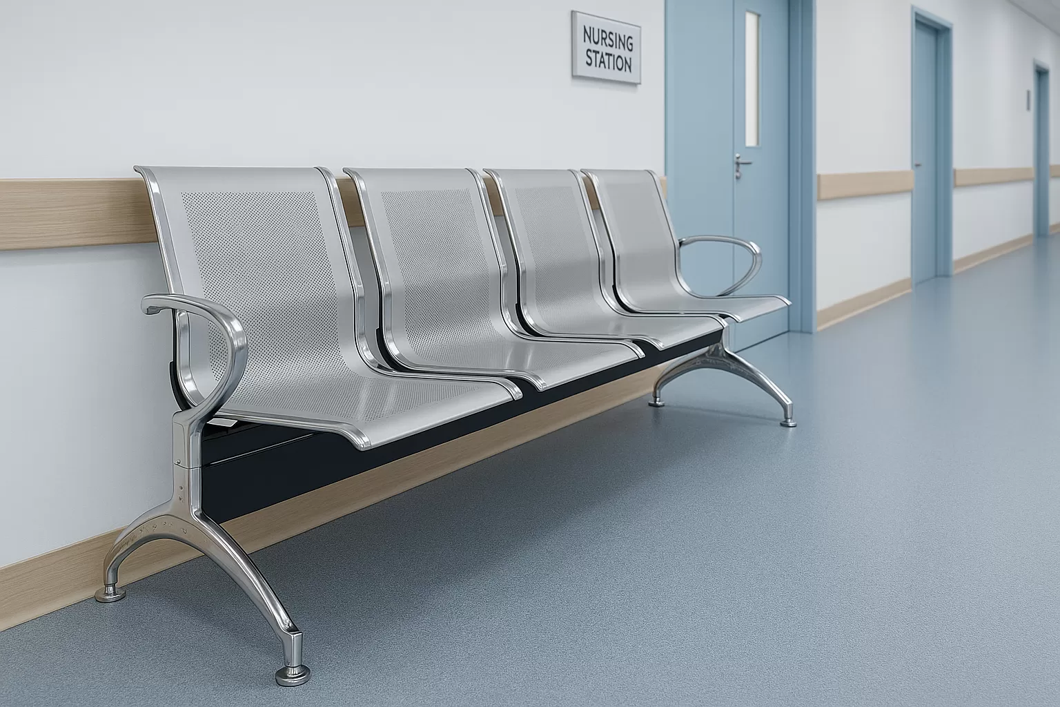 Cadeira Longarina Aeroporto Charm 4 Lugares - Metálica Cromada | sem Estofado