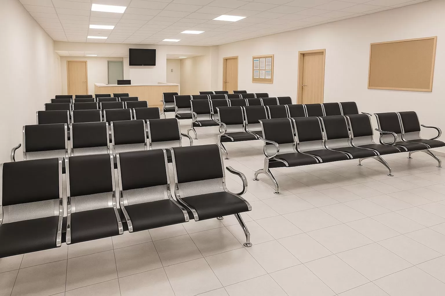 Longarina Charm 4 Lugares - Metálica Cromada | Estofada