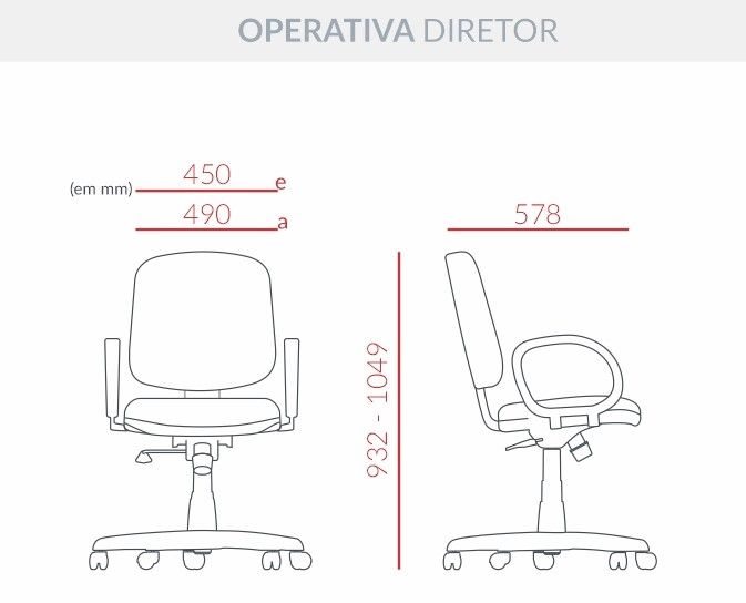 Cadeira Operativa Premium Diretor - Base Standart *Braço Regulável