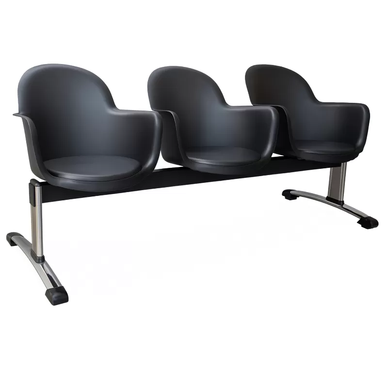 Longarina Boston Gogo 3 Lugares Com Braço - Pés Cromados