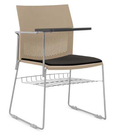 Cadeira Connect Universitária - Prancheta Fixa - Estrutura Cromada | Suporte Para Livros *Assento Estofado