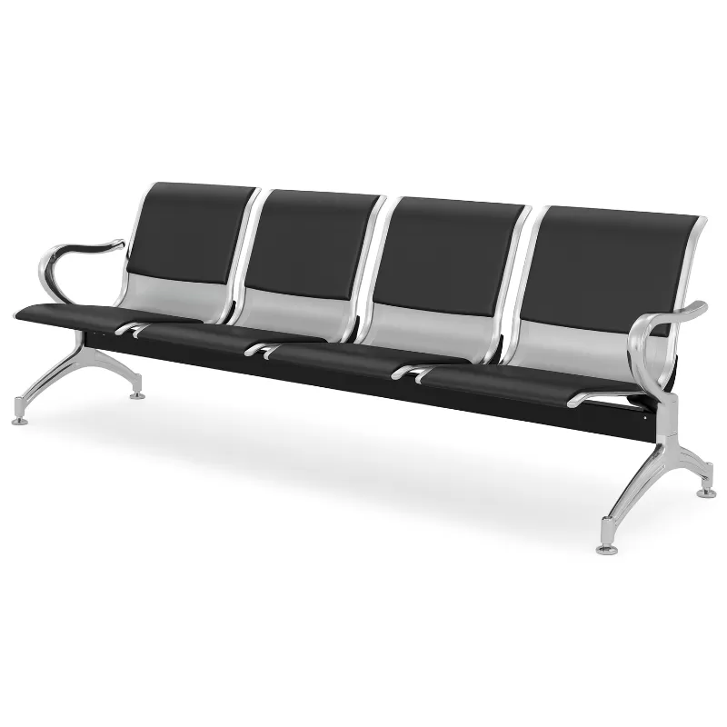 Cadeira Longarina Aeroporto Charm 4 Lugares - Metálica Cromada | Estofada