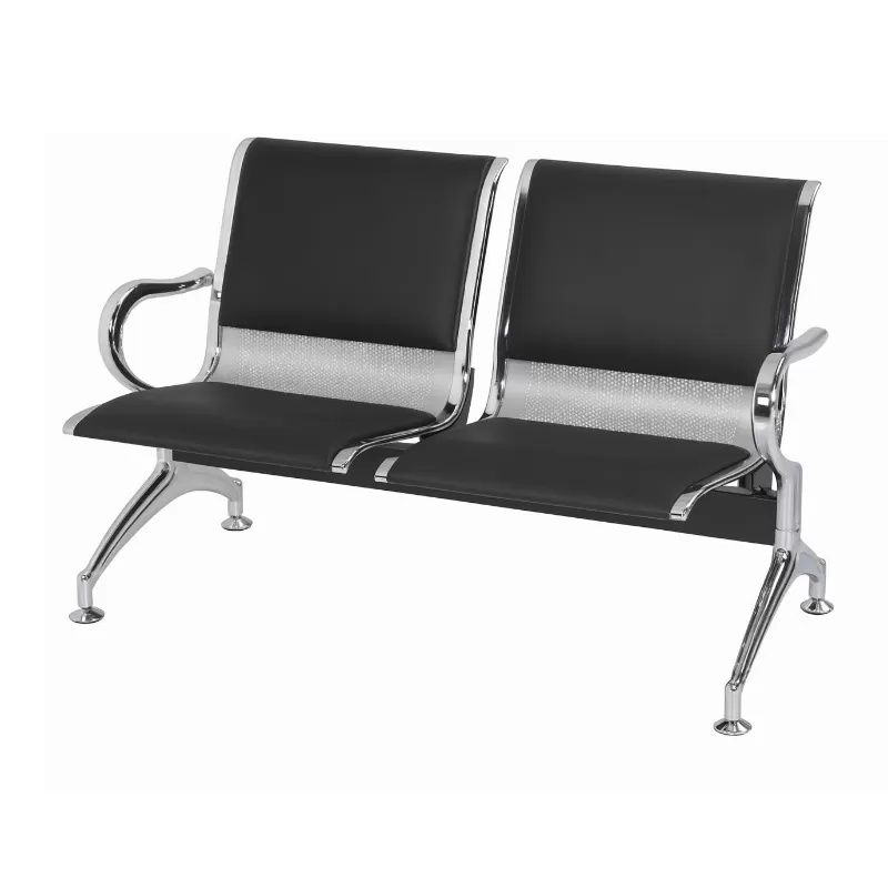 Longarina Aeroporto Charm 2 Lugares - Metálica Cromada | Estofada