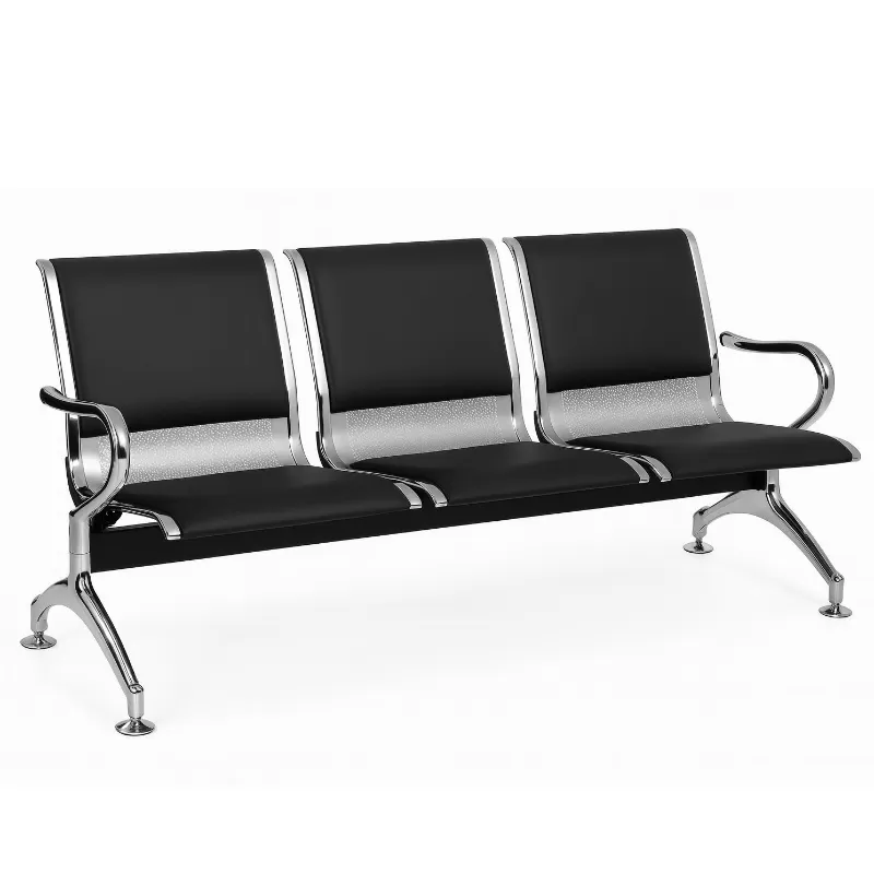 Longarina Charm 3 Lugares - Metálica Cromada | Estofada